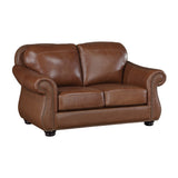 Attleboro Brown Leather Loveseat by Homelegance at Eve Furniture