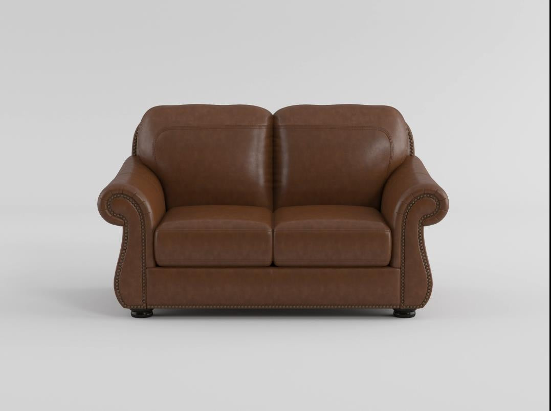 Attleboro Brown Leather Loveseat by Homelegance at Eve Furniture