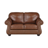 Attleboro Brown Leather Loveseat by Homelegance at Eve Furniture
