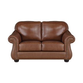 Attleboro Brown Leather Loveseat by Homelegance at Eve Furniture
