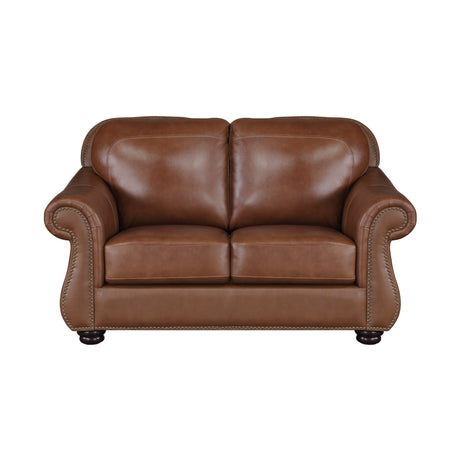 Attleboro Brown Leather Loveseat by Homelegance at Eve Furniture