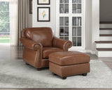 Attleboro Brown Leather Ottoman by Homelegance at Eve Furniture