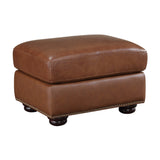 Attleboro Brown Leather Ottoman by Homelegance at Eve Furniture