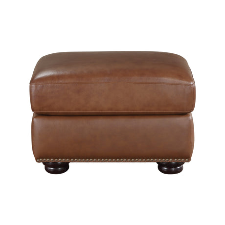 Attleboro Brown Leather Ottoman by Homelegance at Eve Furniture