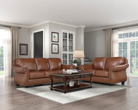 Attleboro Brown Leather Sofa by Homelegance at Eve Furniture