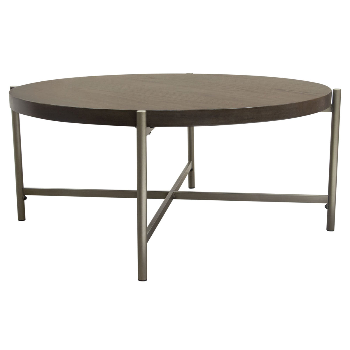 Atwood Grey/Silver Round Coffee Table by Diamond Sofa at Eve Furniture