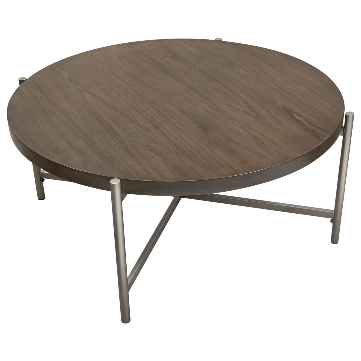 Atwood Grey/Silver Round Coffee Table by Diamond Sofa at Eve Furniture