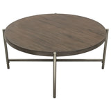 Atwood Grey/Silver Round Coffee Table by Diamond Sofa at Eve Furniture