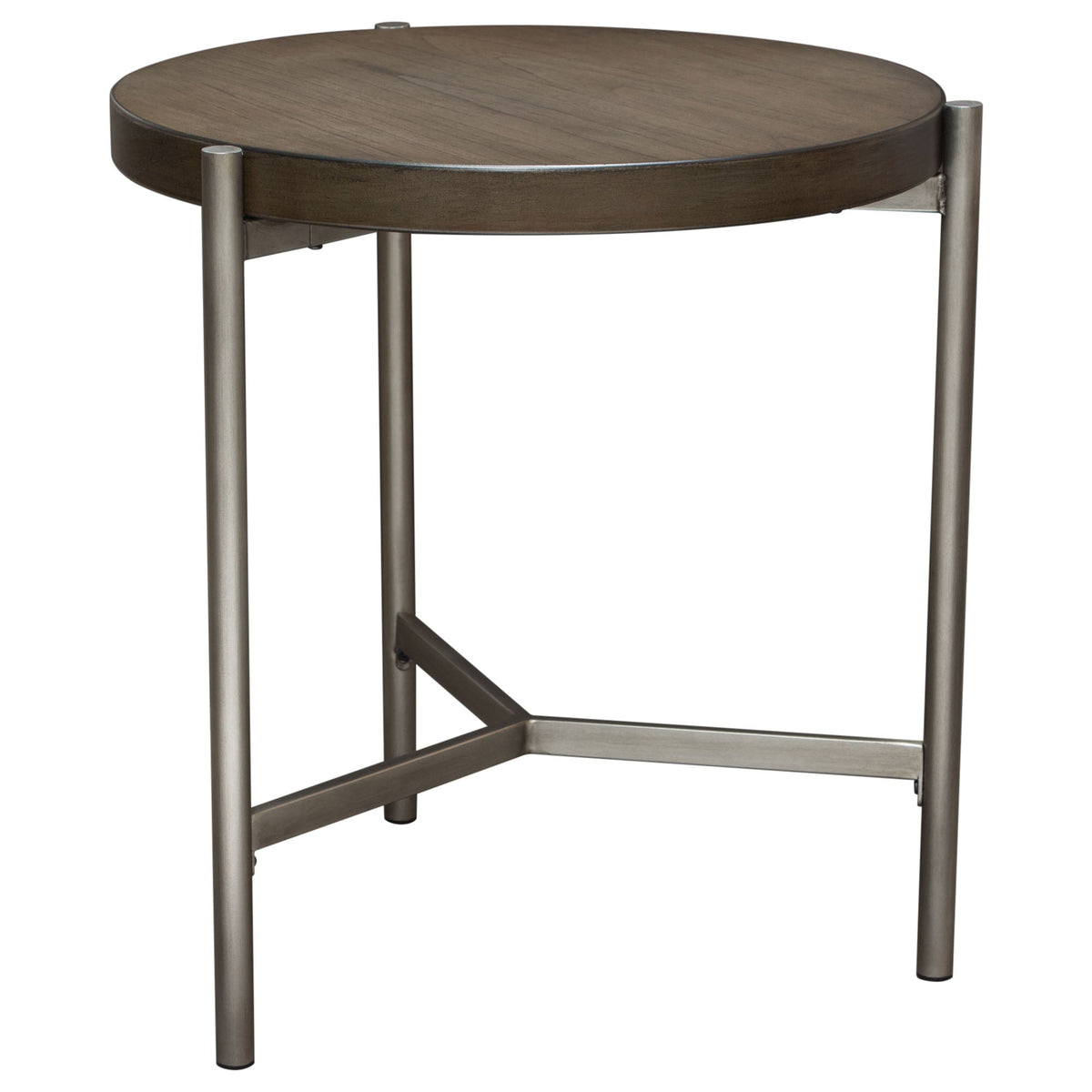 Atwood Grey/Silver Round End Table by Diamond Sofa at Eve Furniture