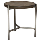 Atwood Grey/Silver Round End Table by Diamond Sofa at Eve Furniture