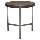 Atwood Grey/Silver Round End Table by Diamond Sofa at Eve Furniture