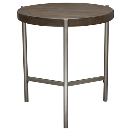 Atwood Grey/Silver Round End Table by Diamond Sofa at Eve Furniture