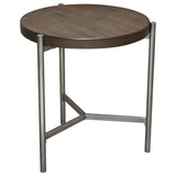 Atwood Grey/Silver Round End Table by Diamond Sofa at Eve Furniture