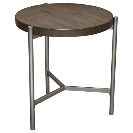 Atwood Grey/Silver Round End Table by Diamond Sofa at Eve Furniture