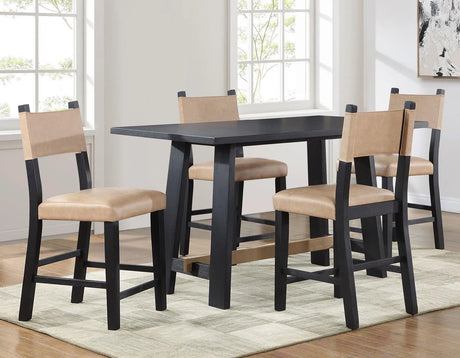 Aubrey 24″ Black Counter Chair with Camel Vegan Leather by Steve Silver at Eve Furniture