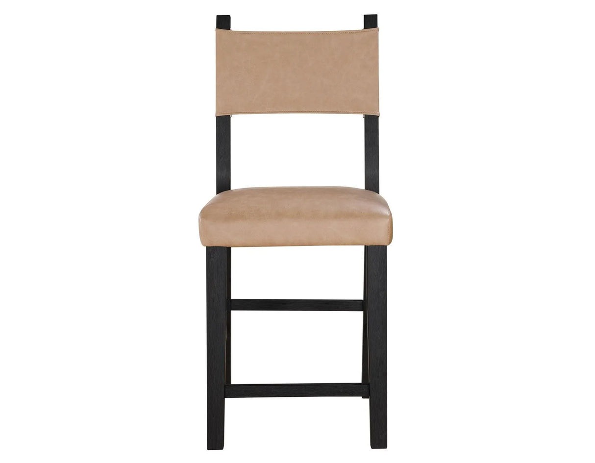 Aubrey 24″ Black Counter Chair with Camel Vegan Leather by Steve Silver at Eve Furniture