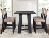 Aubrey 24″ Black Counter Chair with Camel Vegan Leather by Steve Silver at Eve Furniture