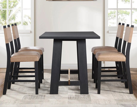 Aubrey 24″ Black Counter Chair with Camel Vegan Leather by Steve Silver at Eve Furniture