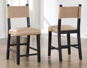Aubrey 24″ Black Counter Chair with Camel Vegan Leather by Steve Silver at Eve Furniture