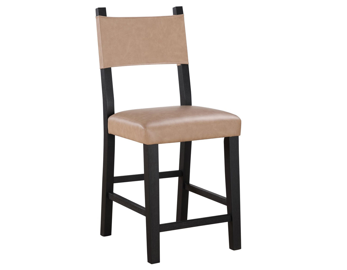 Aubrey 24″ Black Counter Chair with Camel Vegan Leather