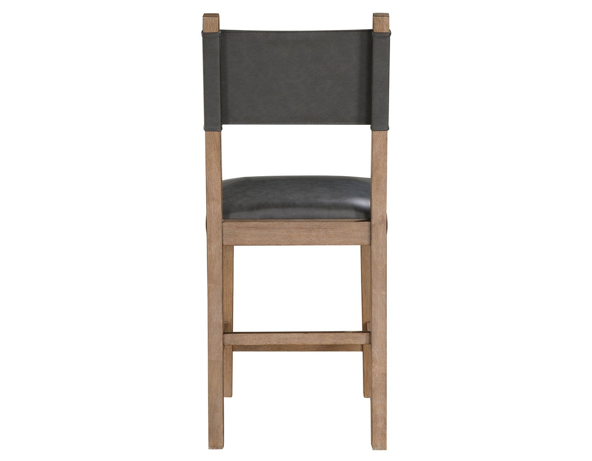 Aubrey 24″ Driftwood Counter Chair with Gray Vegan Leather