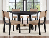 Aubrey 54″ Round Dining Table, Black with Driftwood Stretchers