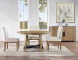 Aubrey 54″ Round Dining Table, Driftwood with Black Stretchers by Steve Silver at Eve Furniture