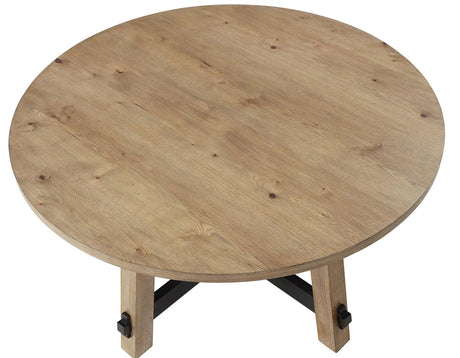 Aubrey 54″ Round Dining Table, Driftwood with Black Stretchers by Steve Silver at Eve Furniture