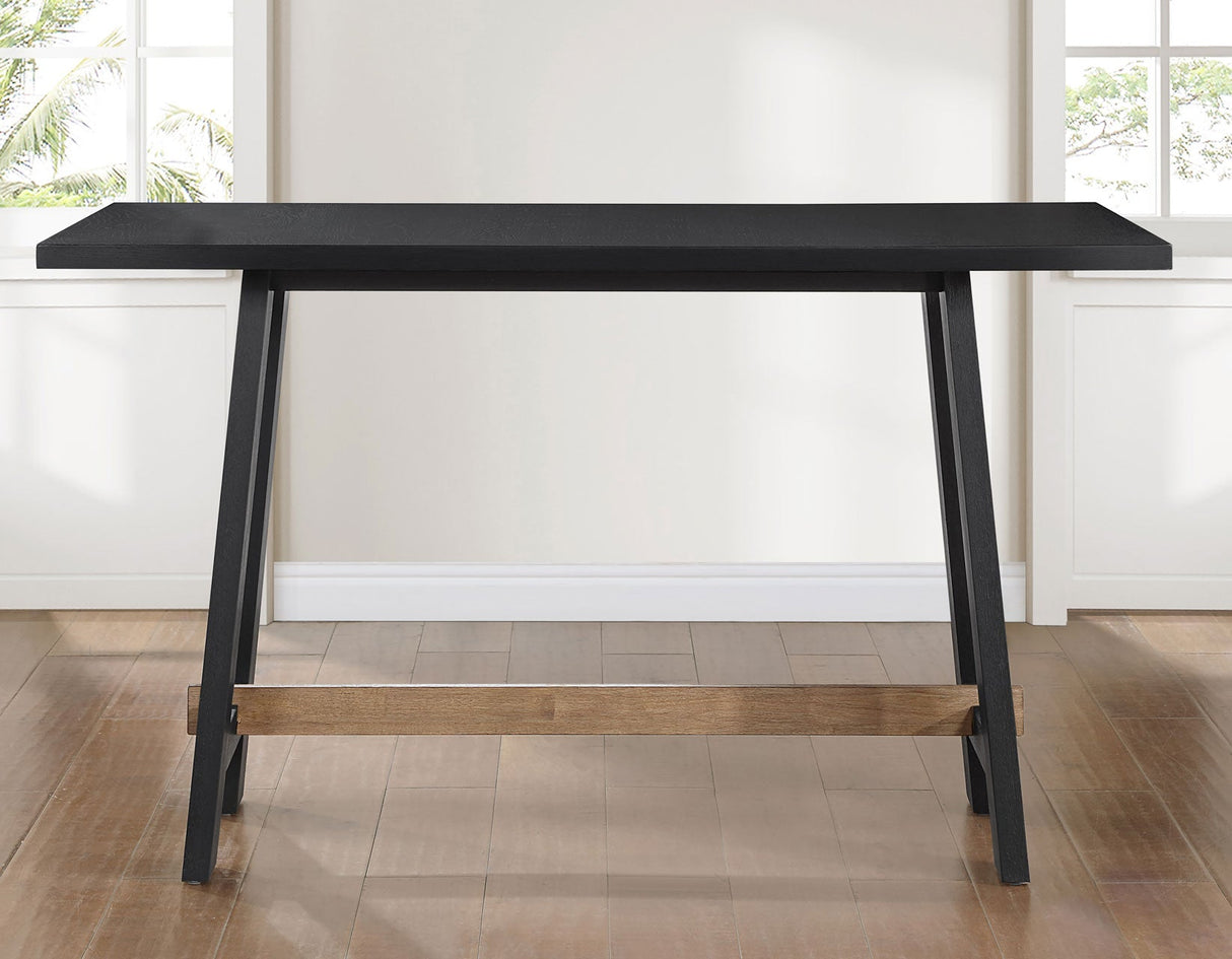 Aubrey 59.5″ Black Counter Table with Driftwood Stretcher