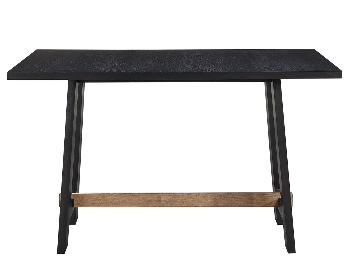 Aubrey 59.5″ Black Counter Table with Driftwood Stretcher