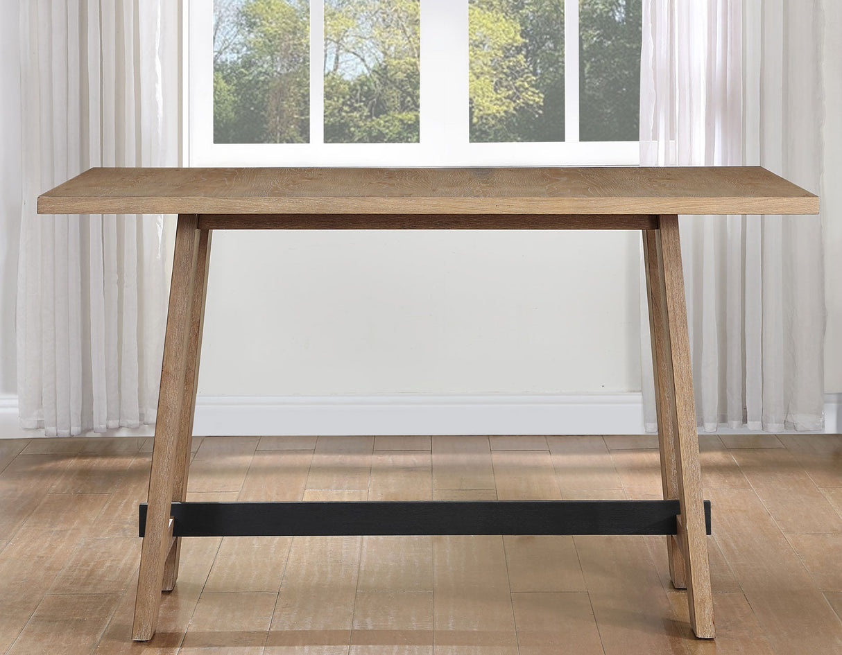 Aubrey 59.5″ Drifwood Counter Table with Black Stretchers