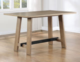 Aubrey 59.5″ Drifwood Counter Table with Black Stretchers