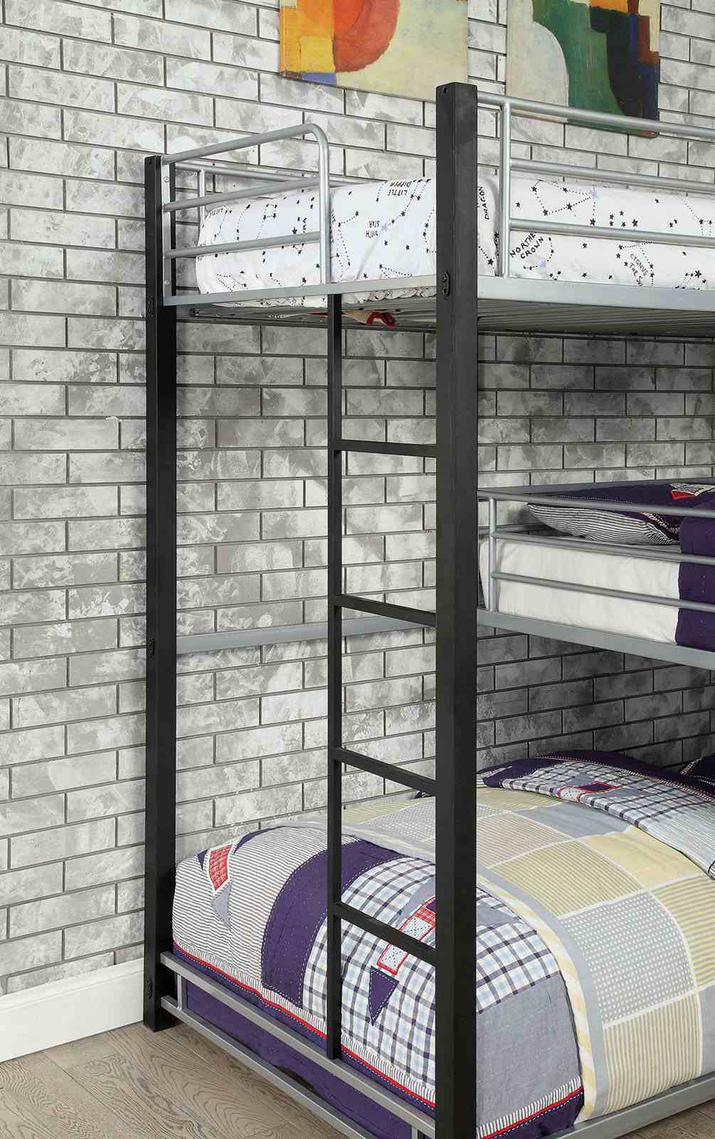 Aubrey Sand Black Twin Triple Decker Bed by Furniture of America at Eve Furniture