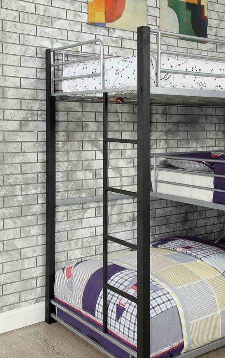 Aubrey Sand Black Twin Triple Decker Bed by Furniture of America at Eve Furniture