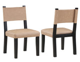 Aubrey Side Chair, Camel Vegan Leather  with Black wood finish