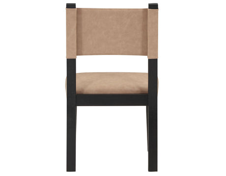 Aubrey Side Chair, Camel Vegan Leather  with Black wood finish