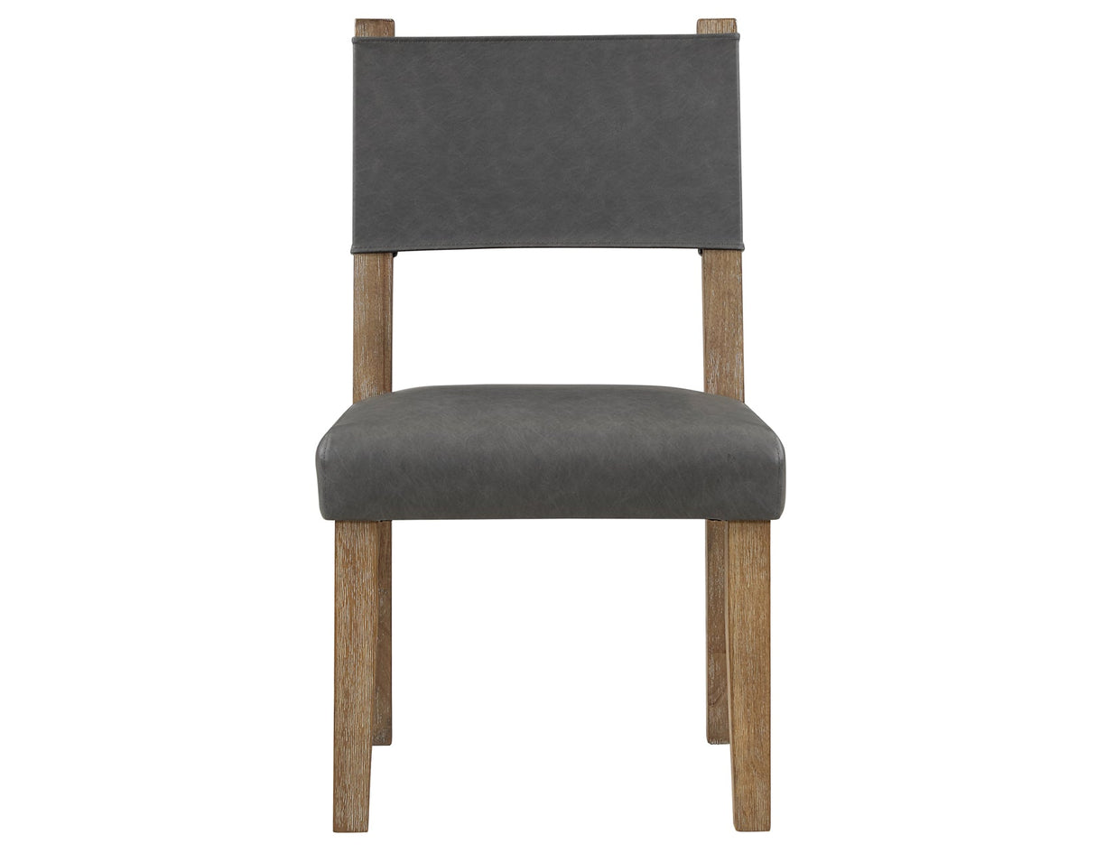 Aubrey Side Chair, Gray Vegan Leather  with Driftwood wood finish