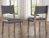 Aubrey Side Chair, Gray Vegan Leather with Driftwood wood finish by Steve Silver at Eve Furniture