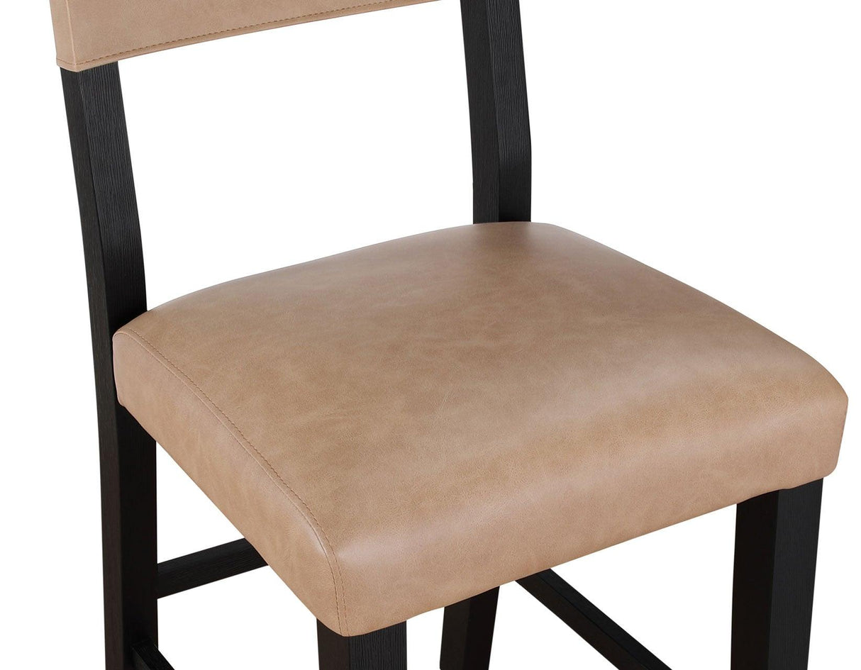 Aubrey 24″ Black Counter Chair with Camel Vegan Leather by Steve Silver at Eve Furniture