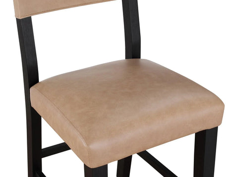 Aubrey 24″ Black Counter Chair with Camel Vegan Leather by Steve Silver at Eve Furniture