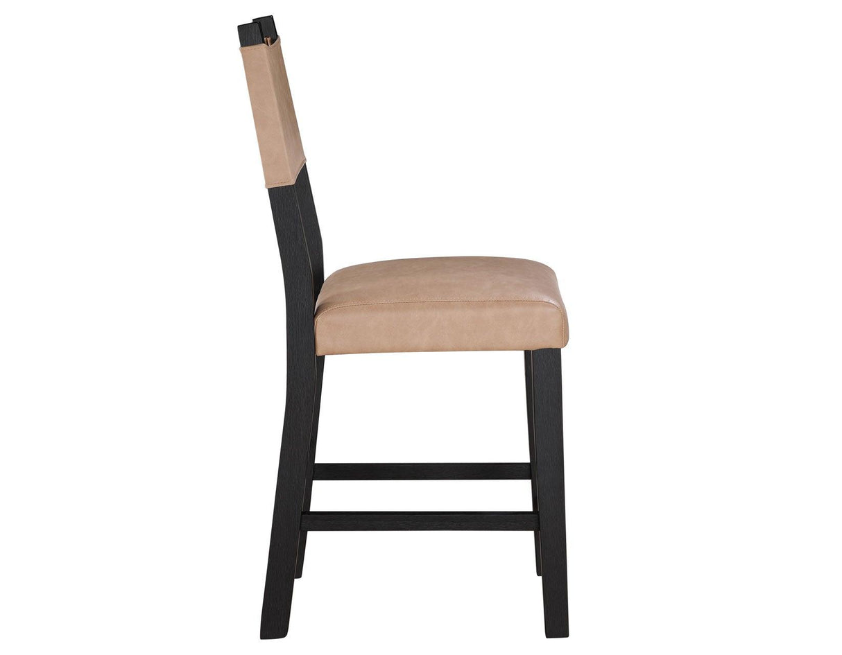 Aubrey 24″ Black Counter Chair with Camel Vegan Leather by Steve Silver at Eve Furniture