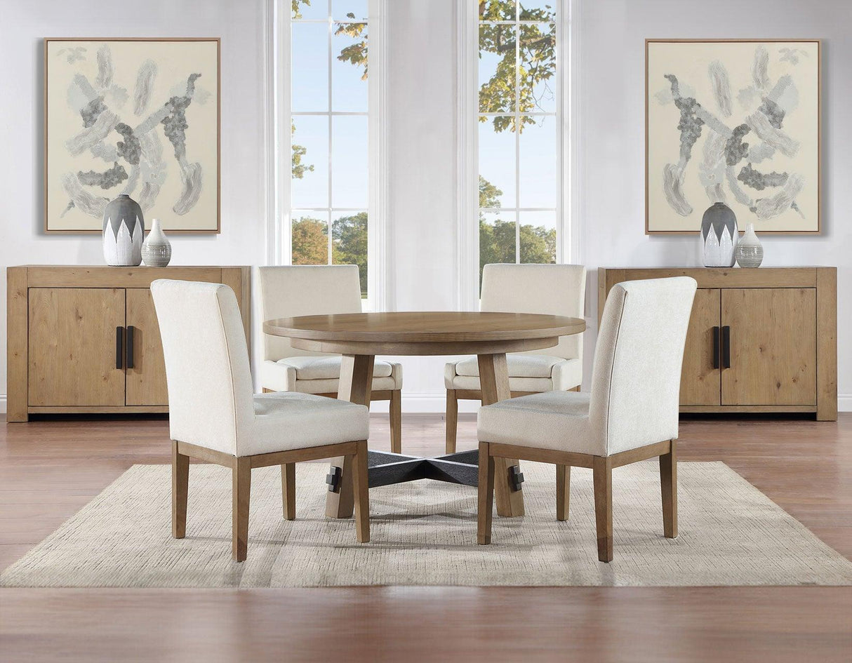 Aubrey 5-Piece 54″ Round Dining Table Set, Driftwood by Steve Silver at Eve Furniture