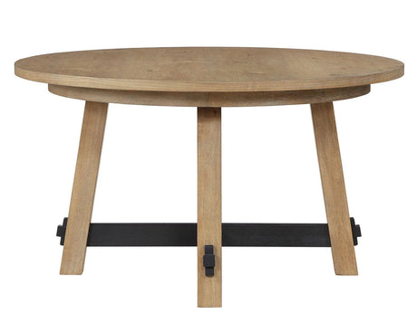 Aubrey 54″ Round Dining Table, Driftwood with Black Stretchers by Steve Silver at Eve Furniture