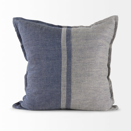 Aubrielle Gray and Blue Fabric Color Blocked Decorative Pillow Cover by Mercana at Eve Furniture