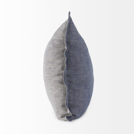 Aubrielle Gray and Blue Fabric Color Blocked Decorative Pillow Cover by Mercana at Eve Furniture