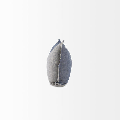 Aubrielle Gray and Blue Fabric Color Blocked Decorative Pillow Cover by Mercana at Eve Furniture