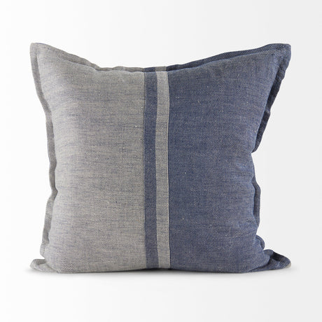 Aubrielle Gray and Blue Fabric Color Blocked Decorative Pillow Cover by Mercana at Eve Furniture