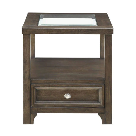 Auburn Transitional Charcoal Brown Wood End Table by Homelegance at Eve Furniture