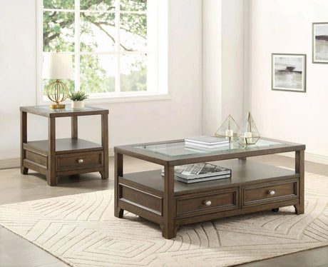 Auburn Transitional Charcoal Brown Wood End Table by Homelegance at Eve Furniture