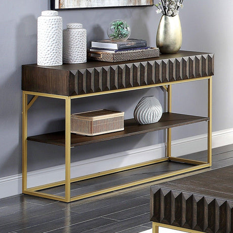 Augsburg Walnut/Gold Sofa Table by Furniture of America at Eve Furniture